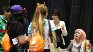 Anime Expo | Los Angeles Anime Convention | Queersplay talking to attendees at AX 2016