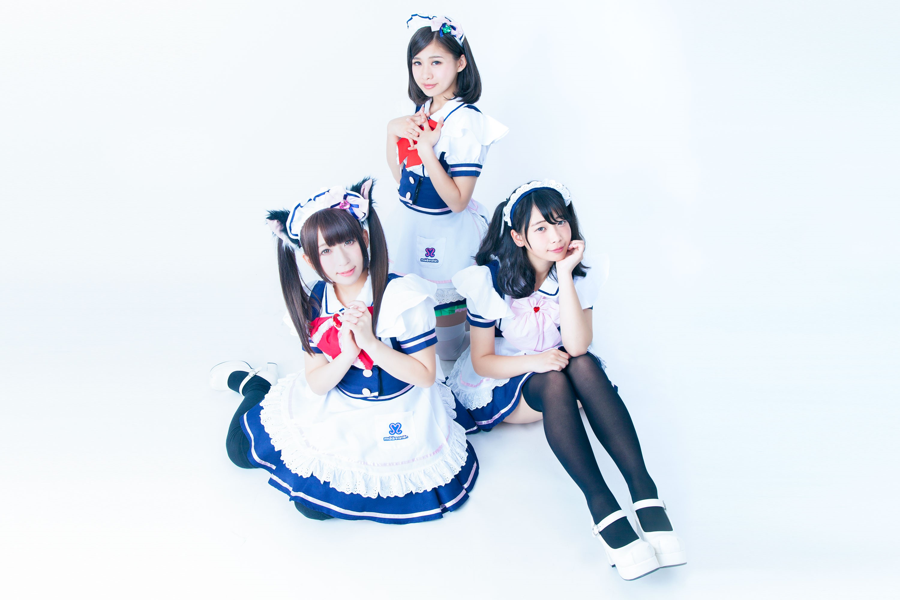 No.1 Maid Café restaurant in Japan, three of the top maids Ayame, Peace, an...