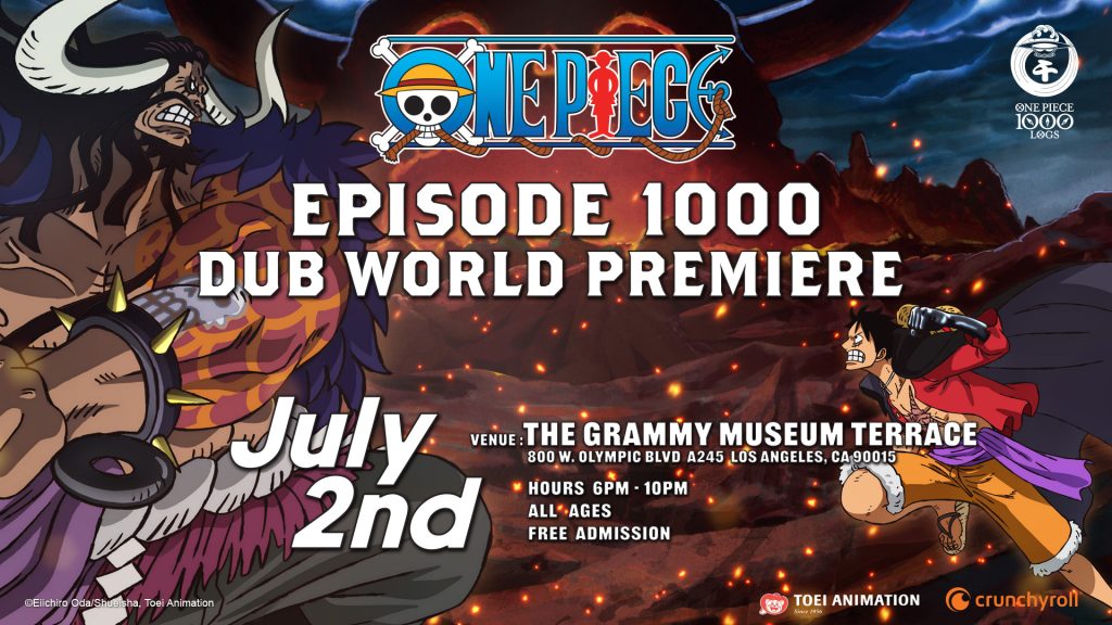 Toei Animation and Crunchyroll will be co-hosting the special event “One  Piece Episode 1000 Dub World Premiere” at AX 2023! - Anime Expo